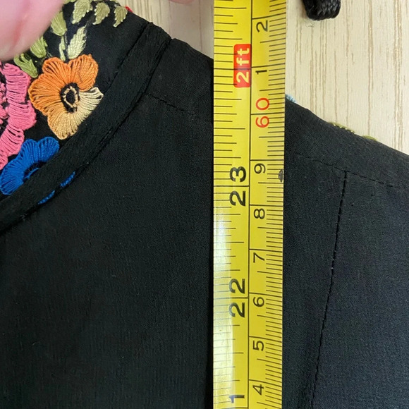 Gorgeous Floral Embroidered Black Blouse Salon Barbarita Bogata Columbia Sz Sm - Picture 9 of 12